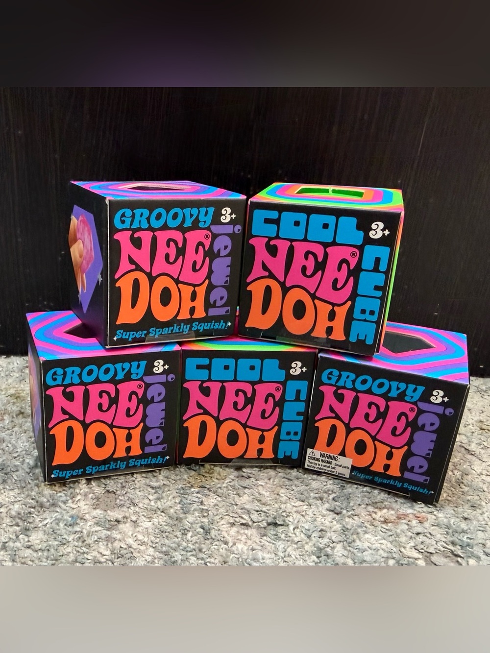 NeeDoh Groovy Jewel& Cool Cube Squishy Stress Balls - Multi Color